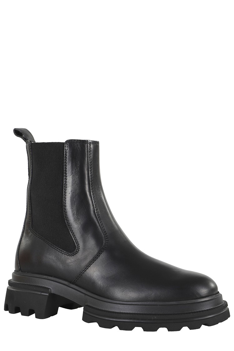 Hogan H674 Ankle Boot With Elastic Inserts And Robust Sole In Black