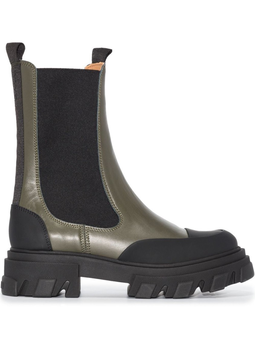 Ganni Mid Chelsea Boot In Green