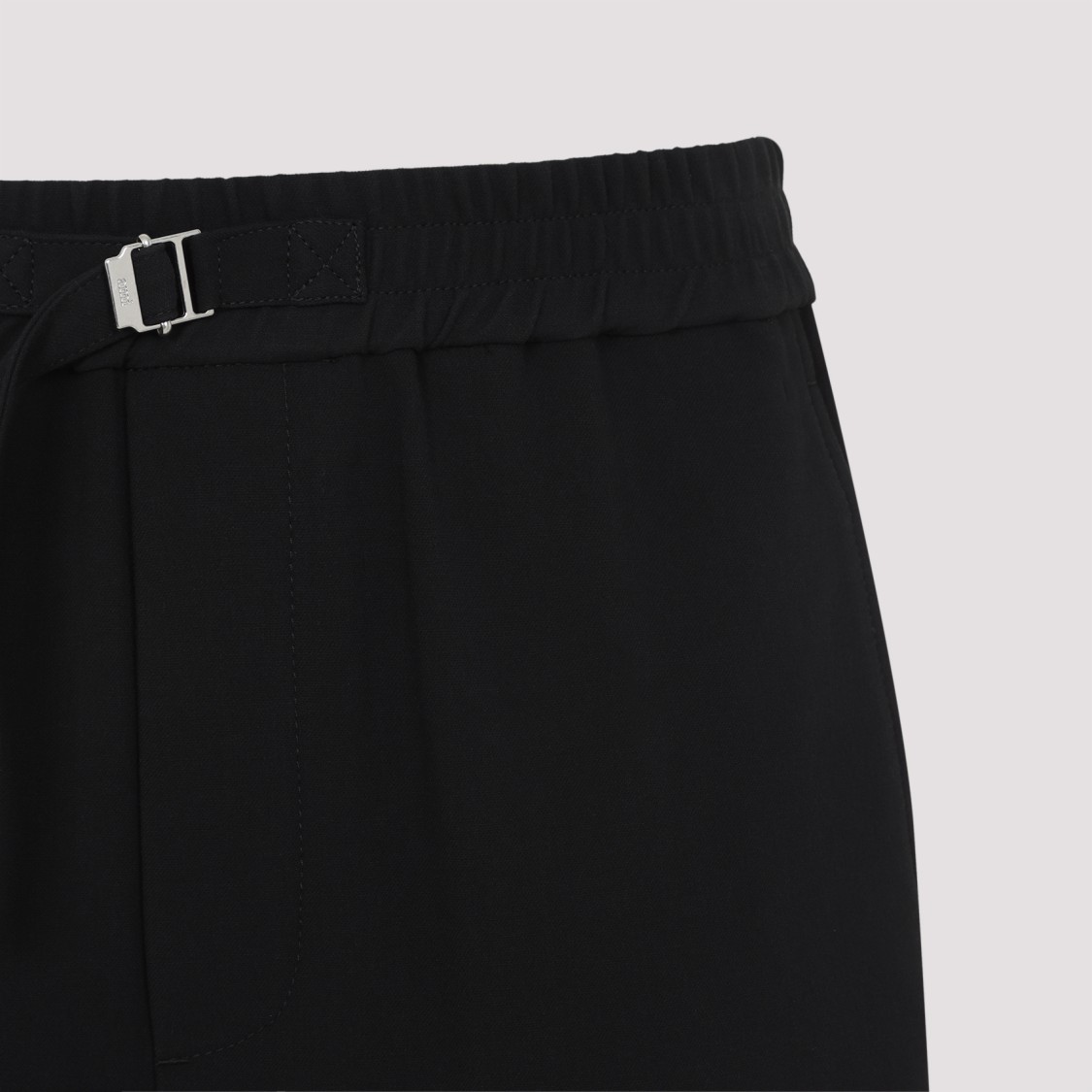 Shop Ami Alexandre Mattiussi Ami Loose Elasticated Large Black Cotton Bermuda