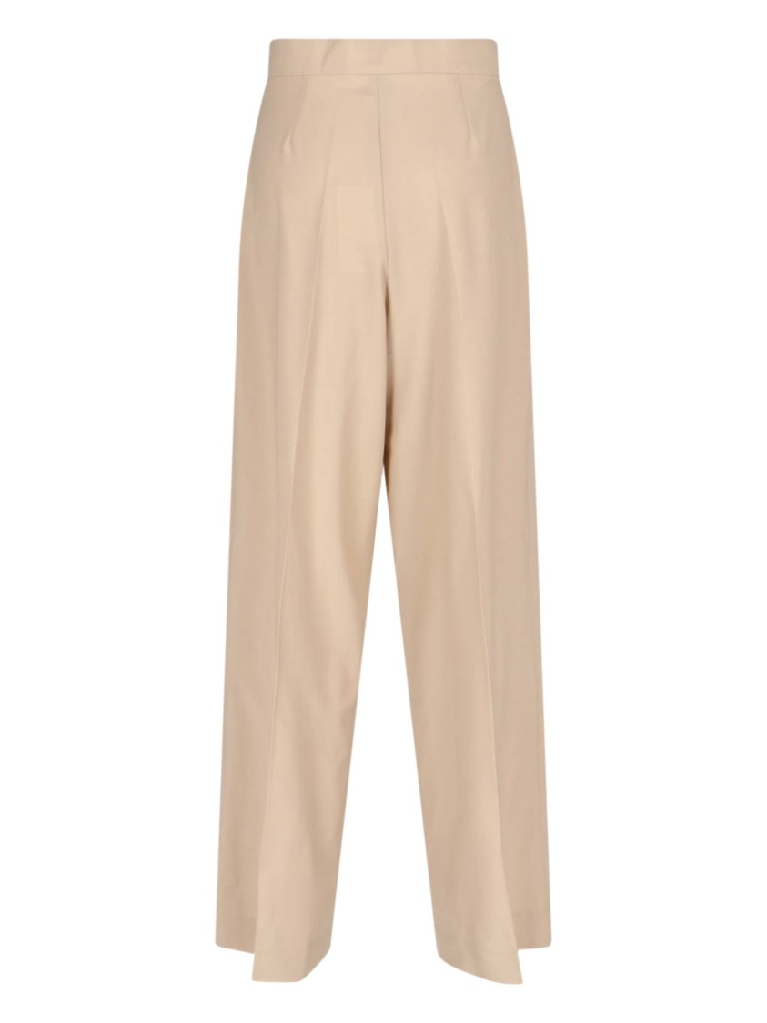 Sa Su Phi High-waisted Wide-leg Trousers With Front Pleats In Neutrals