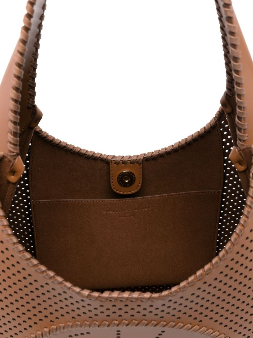Stella Mccartney Camel Brown Shoulder Bag With Circular Logo