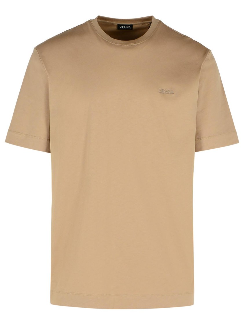 Shop Zegna 'pure' Beige Cotton T-shirt In Neutrals