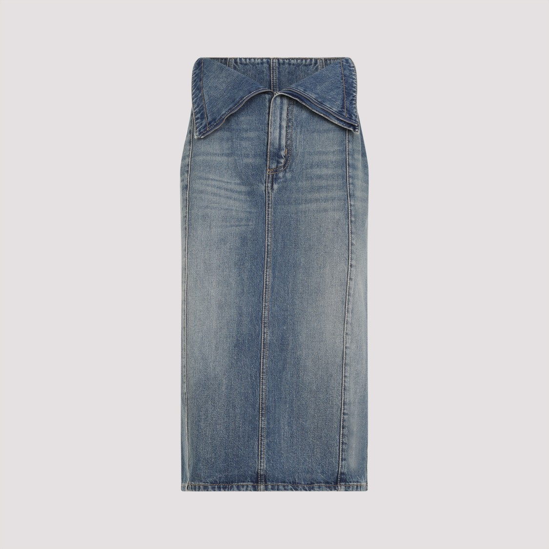 Shop Alexander Mcqueen Blue Cotton Midi Skirt In Grey