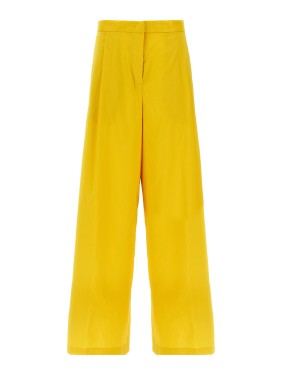 パンツ FABIANA FILIPPI Fabiana Filippi Trousers Yellow Fabiana Filippi -Leg Cotton Blend Trousers With Pin Tucks