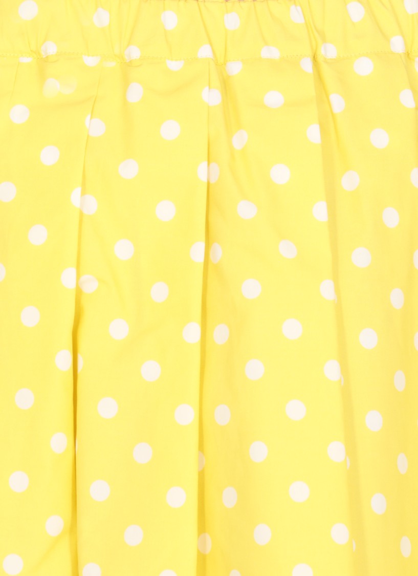 Fabiana Filippi Pleated Cotton Skirt With Contrasting Polka Dots In Yellow