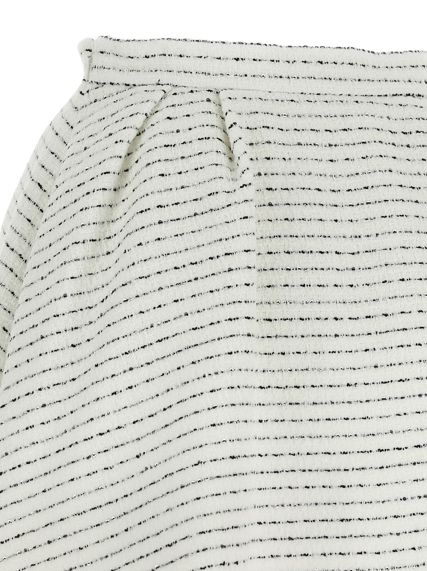 Alessandra Rich Tweed Mini Skirt With Micro Sequins And Pleated Waist In Multi