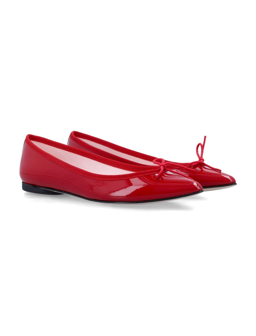 Shop Repetto Pointy Toe Ballet Flats With Glossy Finish In Red