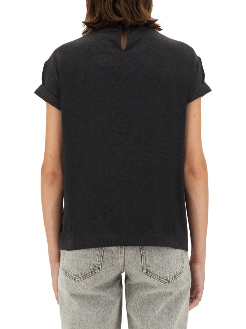 Brunello Cucinelli Classic Black Jersey T-Shirt With Subtle