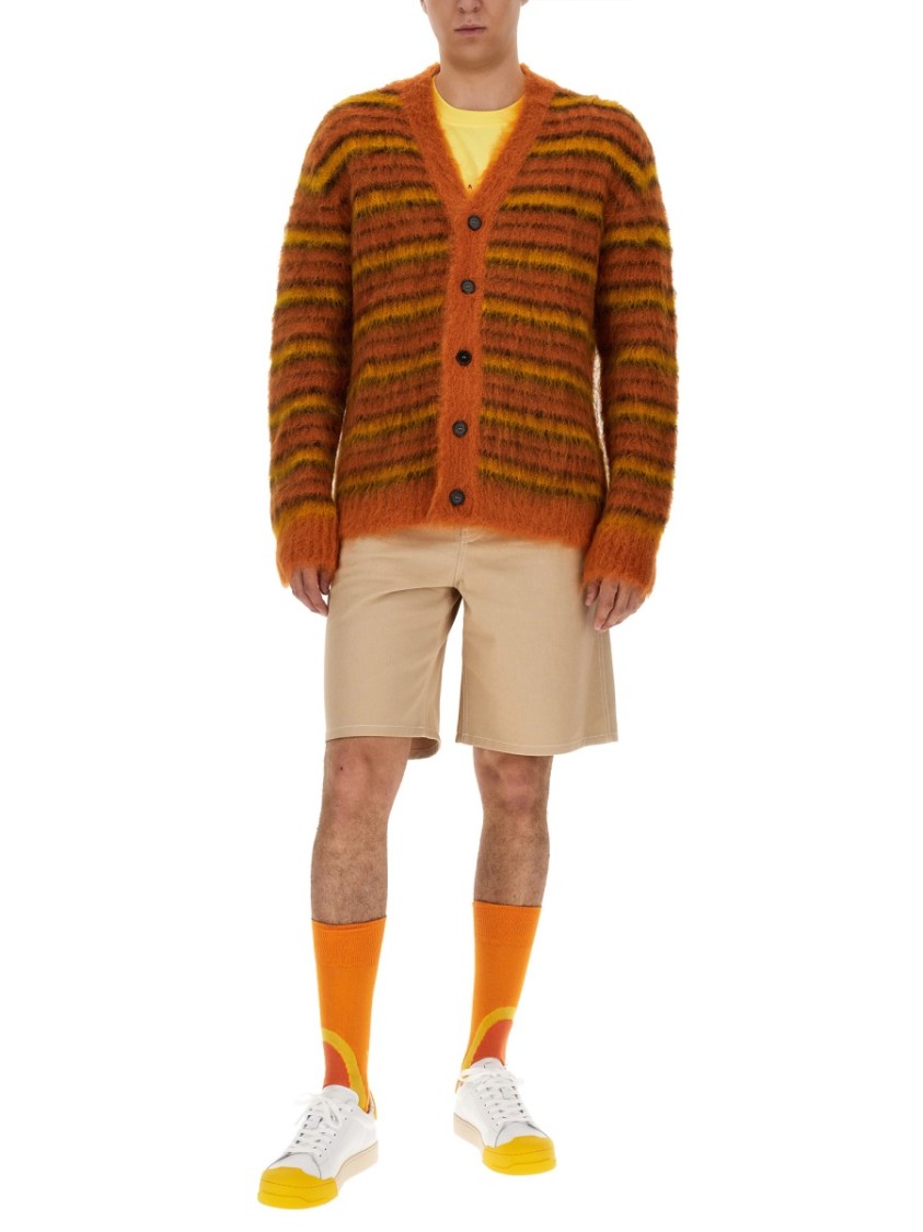 Shop Marni V-neck Cardigan In Orange