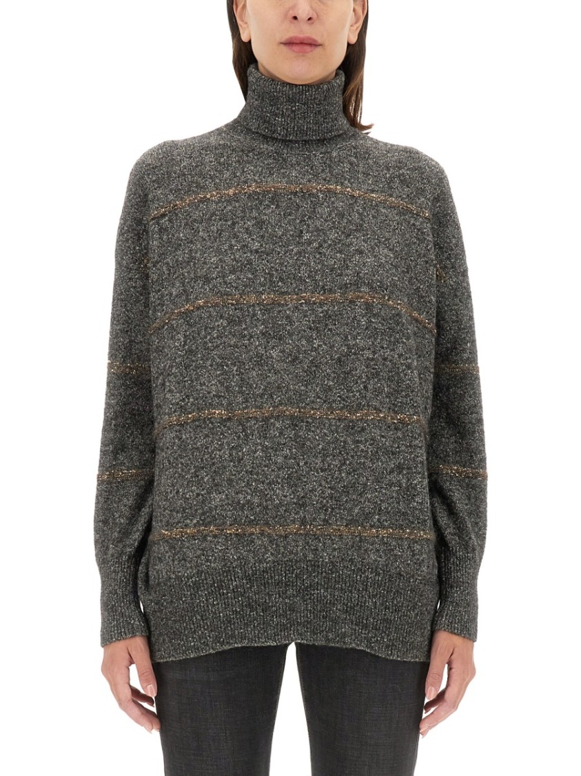 Shop Brunello Cucinelli Turtleneck Shirt In Grey