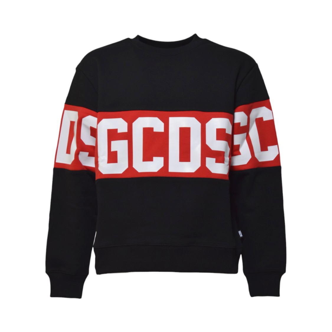 Shop Gcds Oversized Crew Neck Black Sweatshirt With Band Logo