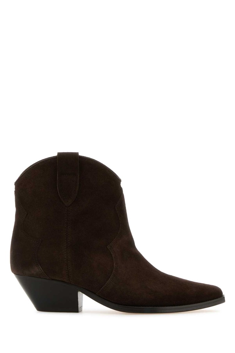Isabel Marant Brown Suede Dewina Ankle Boots In Black