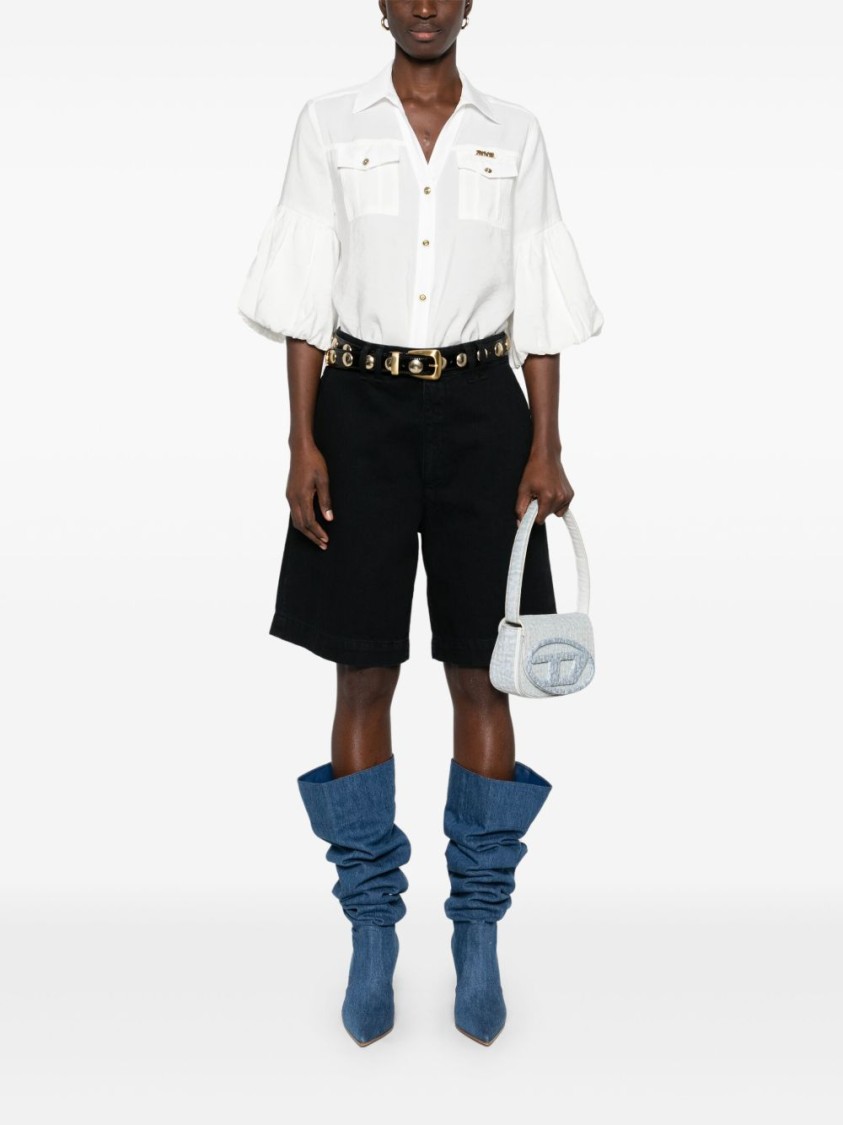 Shop Versace Jeans Couture Puff Sleeves White Button-up Shirt