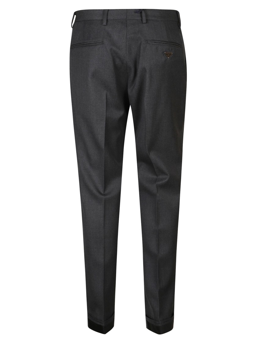 Prada Tailored Anthracite Trousers With Classic Waistband In Black