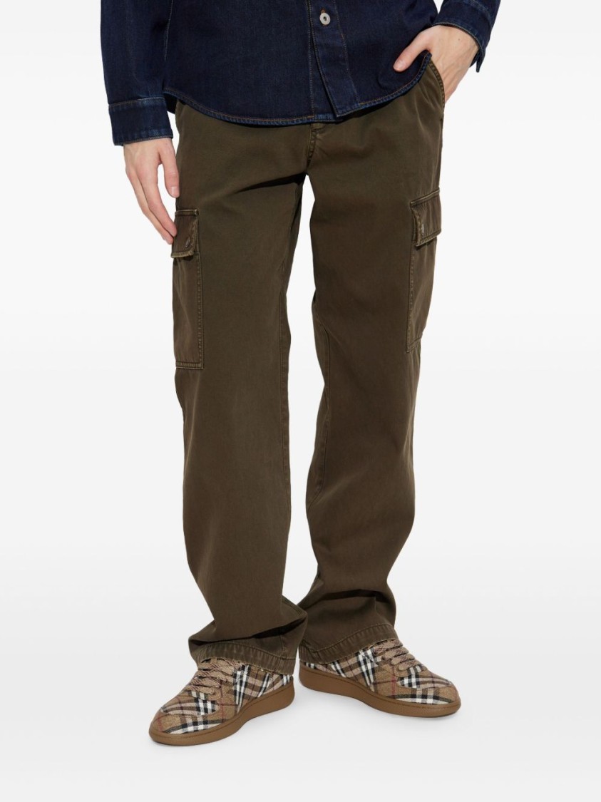 Burberry Cargo Trousers With Belt Loops And Stitch Detailing In Black