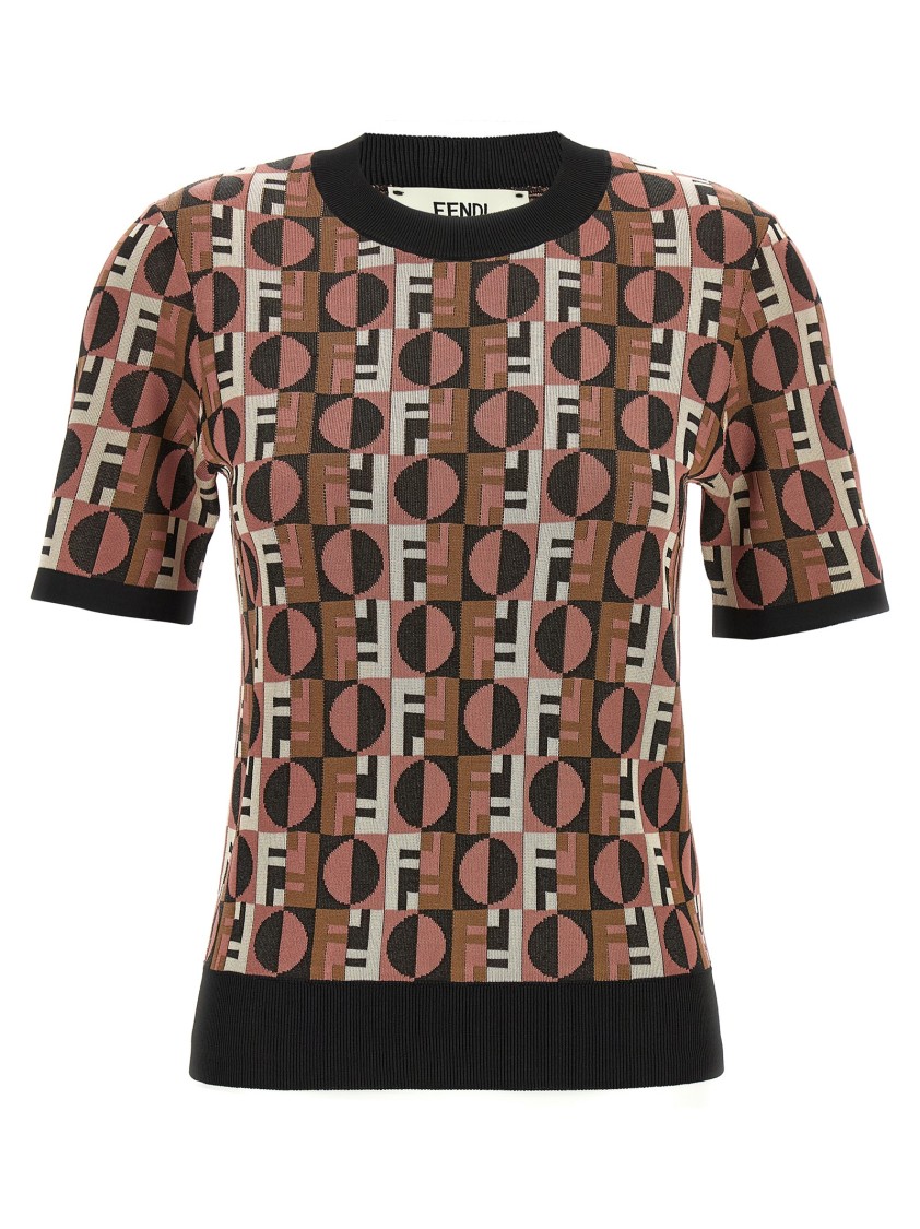 Fendi Three-dimensional Jacquard Sweater With Geometric Pattern In Multi