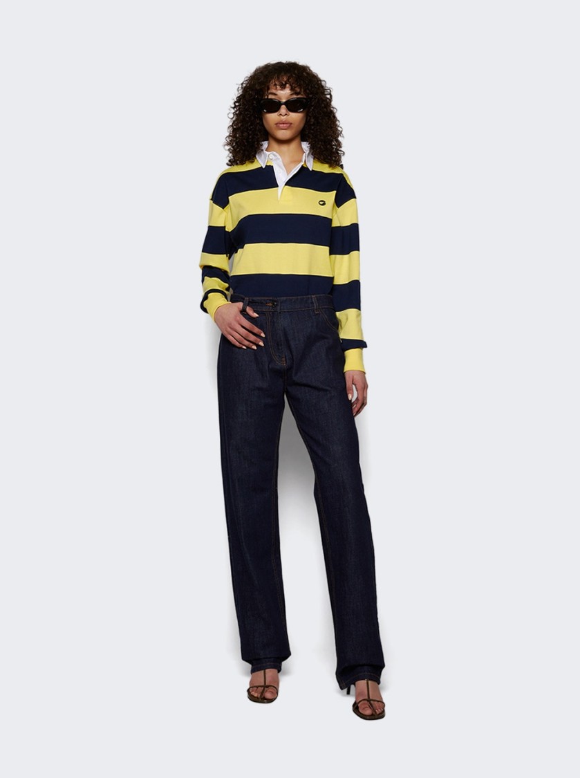 Shop Coperni Striped Polo Bodysuit Yellow And Blue