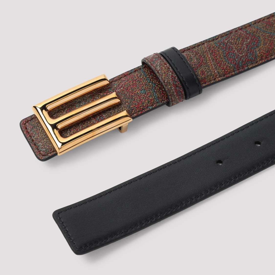 Etro Adjustable Textured Fabric Belt With Gold-tone Buckle In Brown