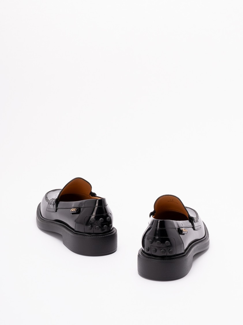 Tod's Mustard Gomma 20l Moccasins With Grommet-accented Heel In Black