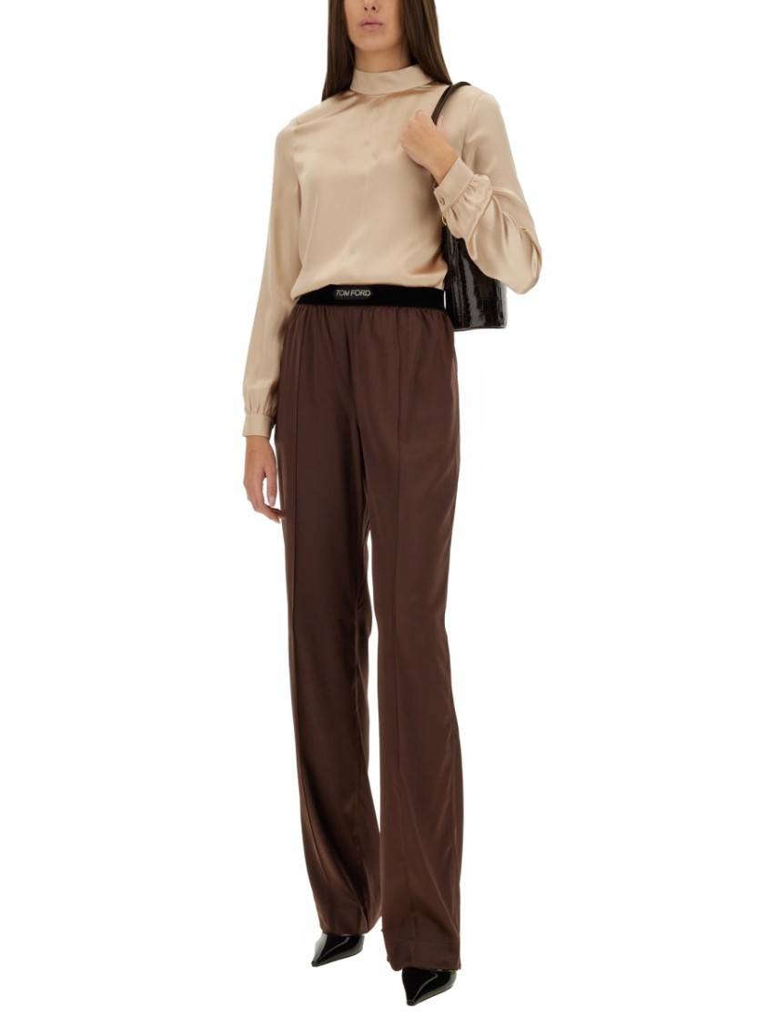 Shop Tom Ford Satin Pants In Brown
