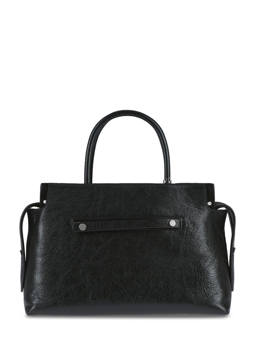 Tory Burch Mercer Distressed Satchel With Textured Leather In Black