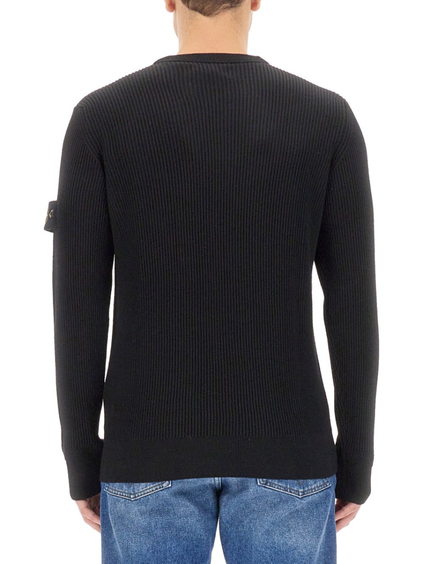 Shop Stone Island Black Ribbed Texture Jersey