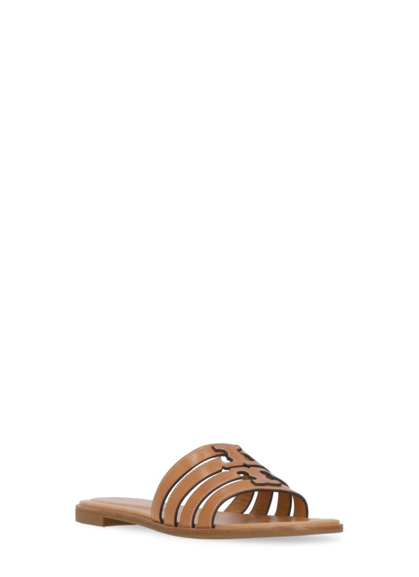 Shop Tory Burch Beige Ines Cage Slide Slippers In Brown