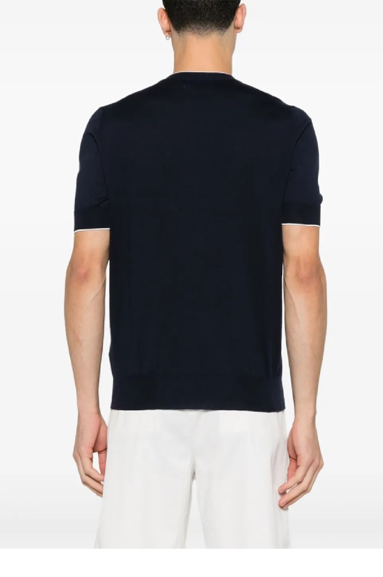 Brunello Cucinelli Men's Knitted Cotton T-shirt In Black