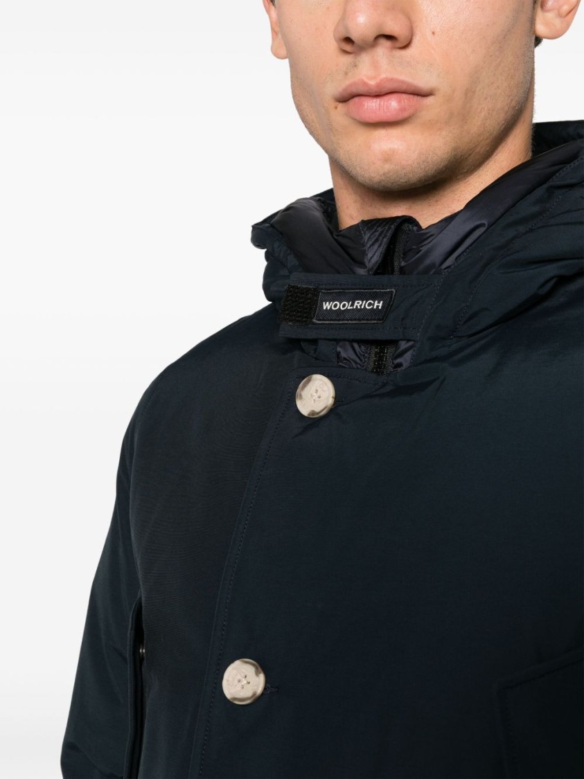 Woolrich Navy Blue Cotton Blend Down-filled Parka In Blue