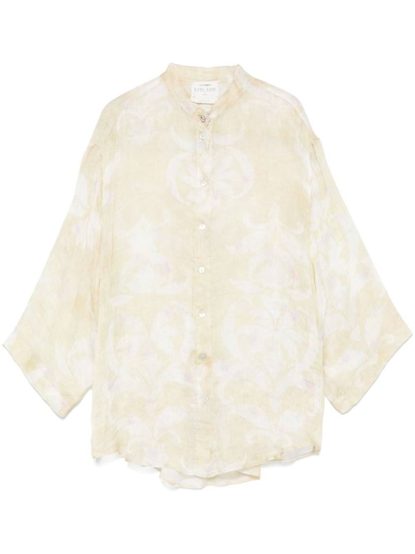 Shop Forte Forte Beige Silk-linen Shirt