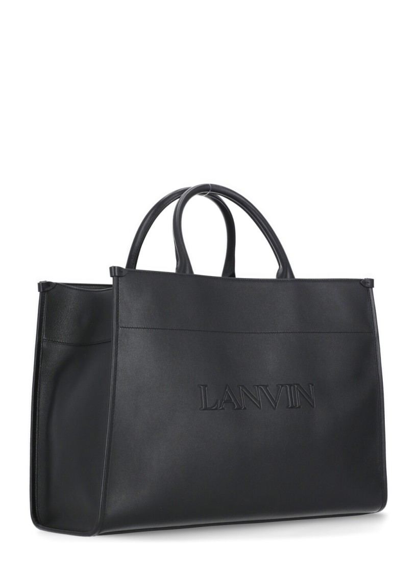 Shop Lanvin Black Leather Shopping Bag