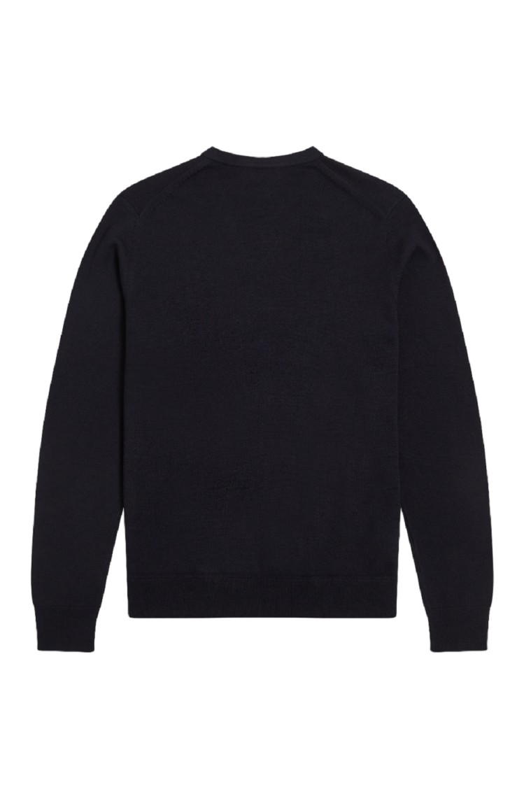 Fred Perry Crest-motif V-neck Sweater In Blue