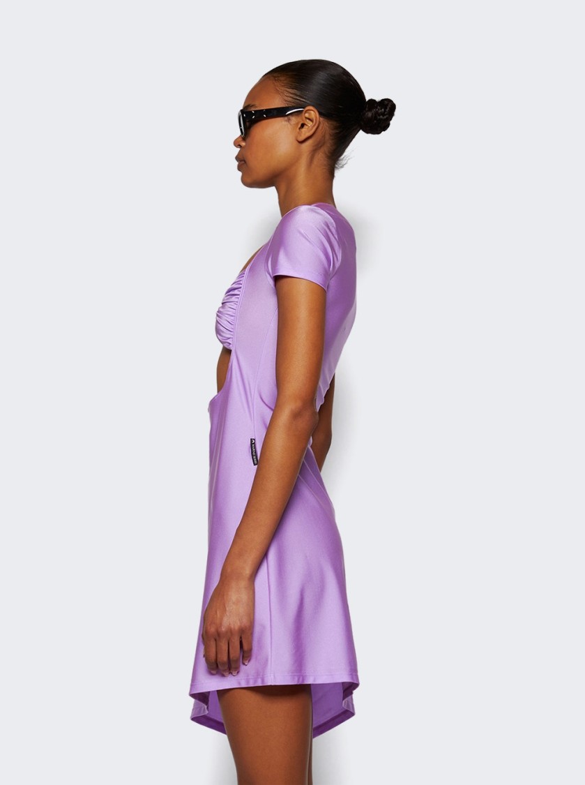 Marine Serre Draped Jersey Open Chest Dress Sweet Lilac In Purple