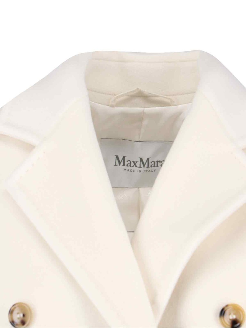 Max Mara Ivory Wool Blend Rebus Coat In White
