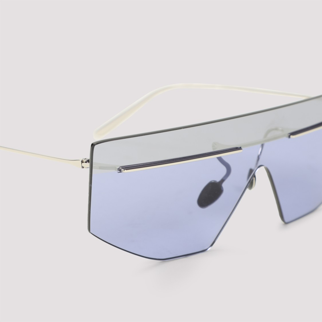 Prada Silver Metallic Geometric Lens Runway Sunglasses In Blue
