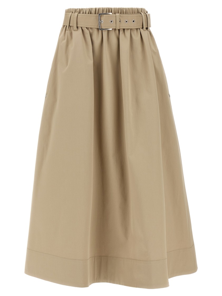 Brunello Cucinelli Cotton Midi Skirt With Elastic Waistband