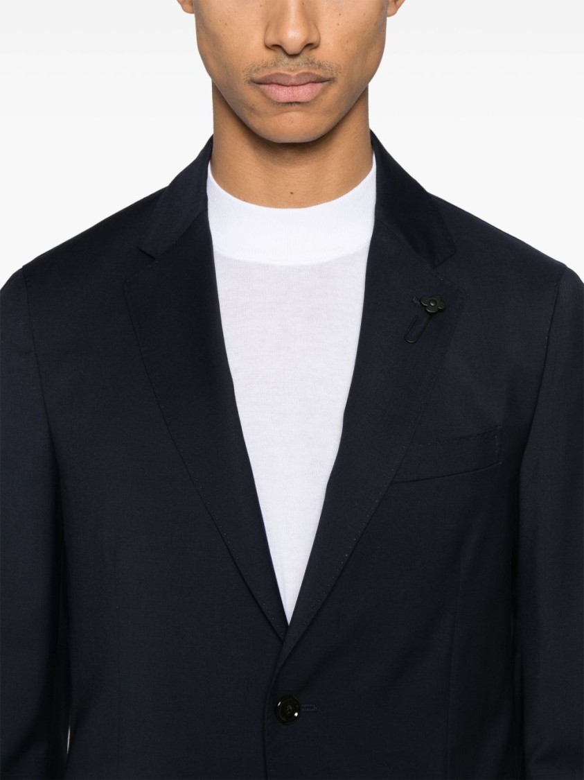 Lardini Single-breasted Crepe Suit In Blue