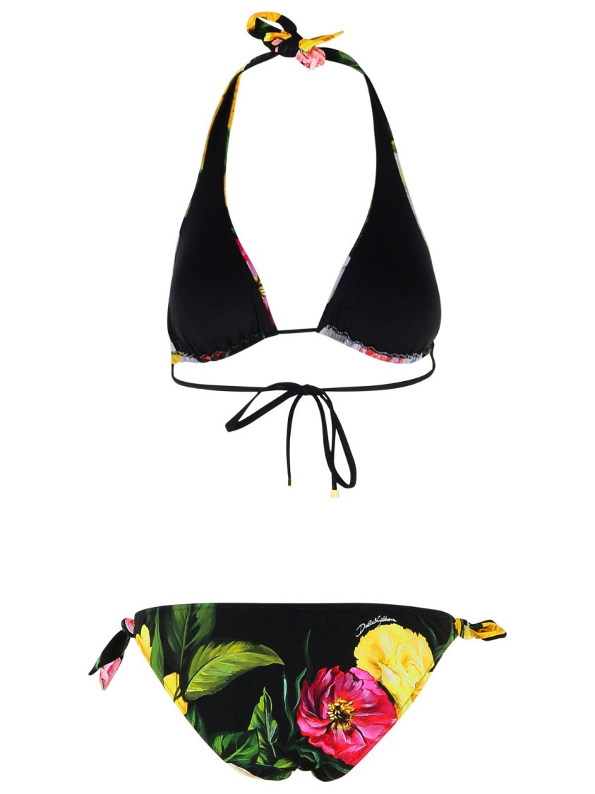 Dolce & Gabbana Peonie Pink Polyamide Blend Bikini In Multicolor