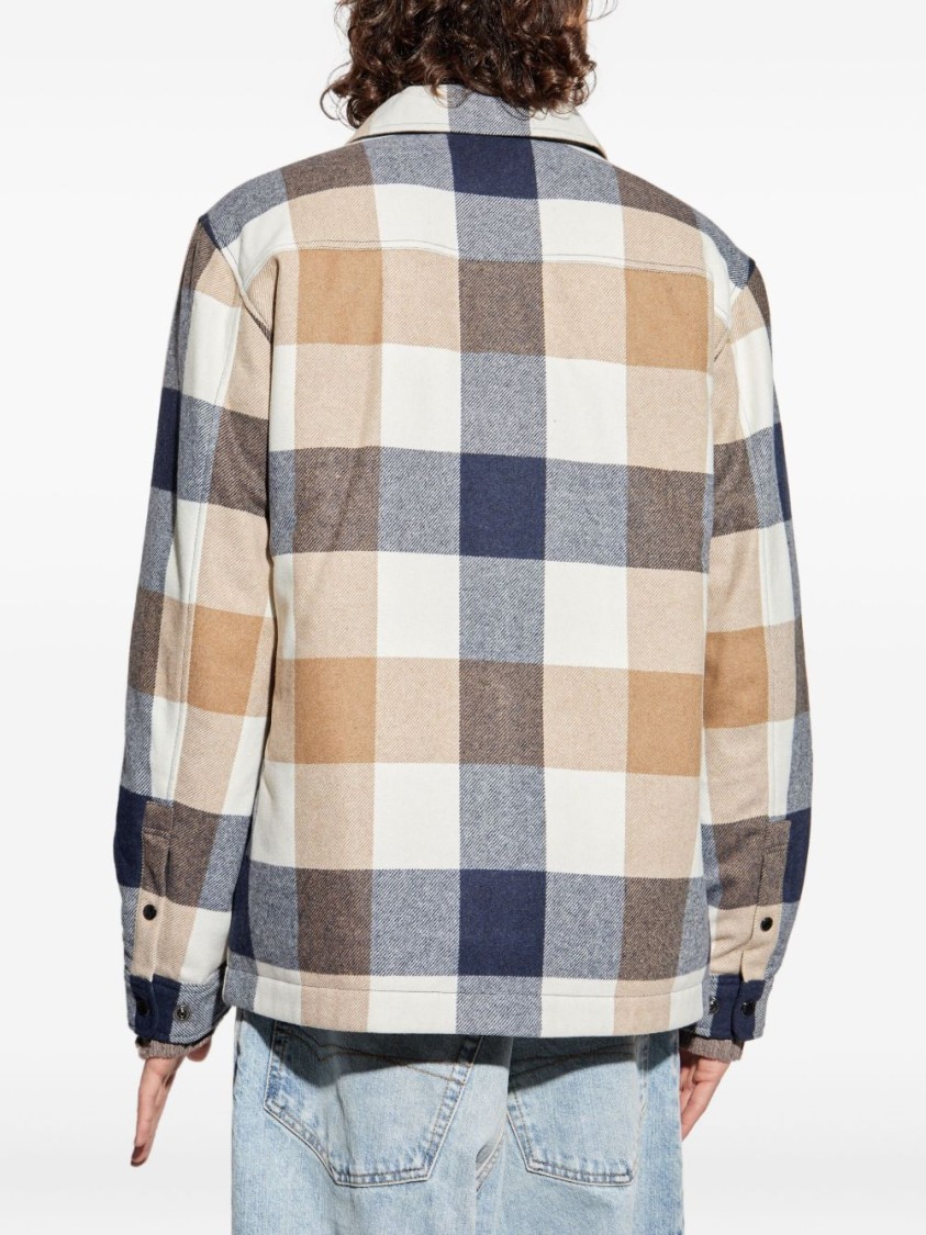 Woolrich Checked Wool Blend Shirt Jacket With Chest Pockets In Multi