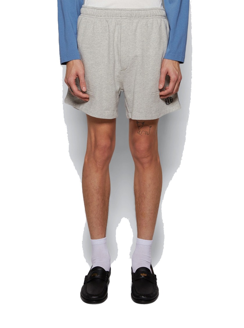Bode Crew Side Stripe Sweat Shorts Heather Grey In Grey