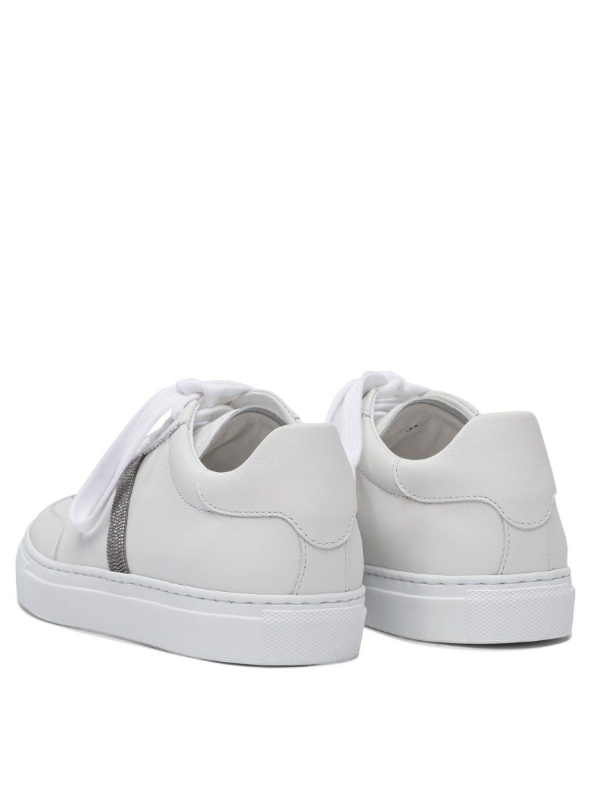 Brunello Cucinelli Calf Leather Sneakers With Rubber Sole In White