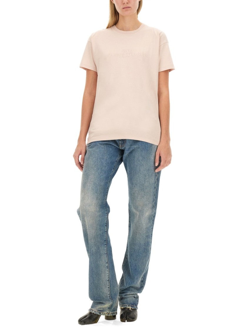 Maison Margiela T-shirt With Embroidered Logo In Neutrals