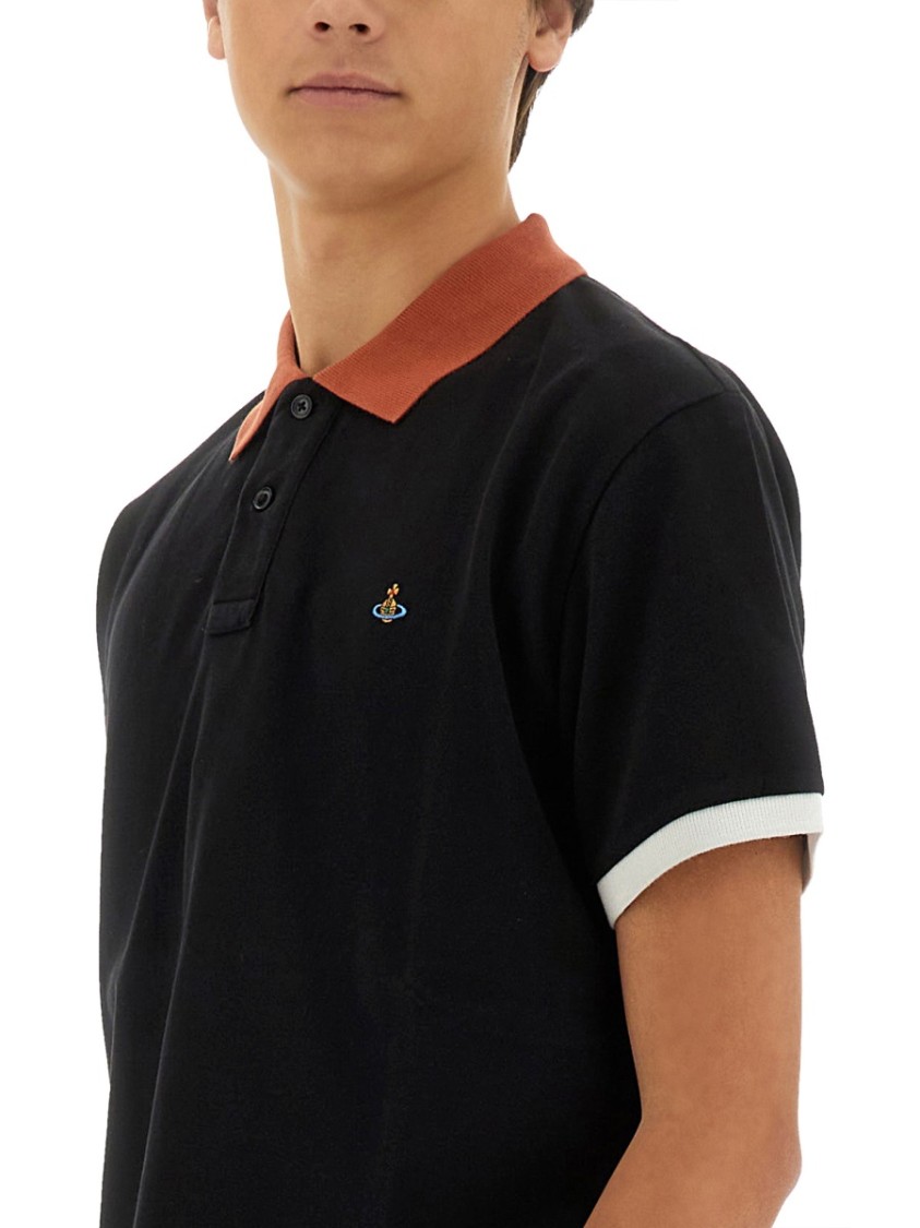 Shop Vivienne Westwood Classic Polo With Contrasting Collar In Black