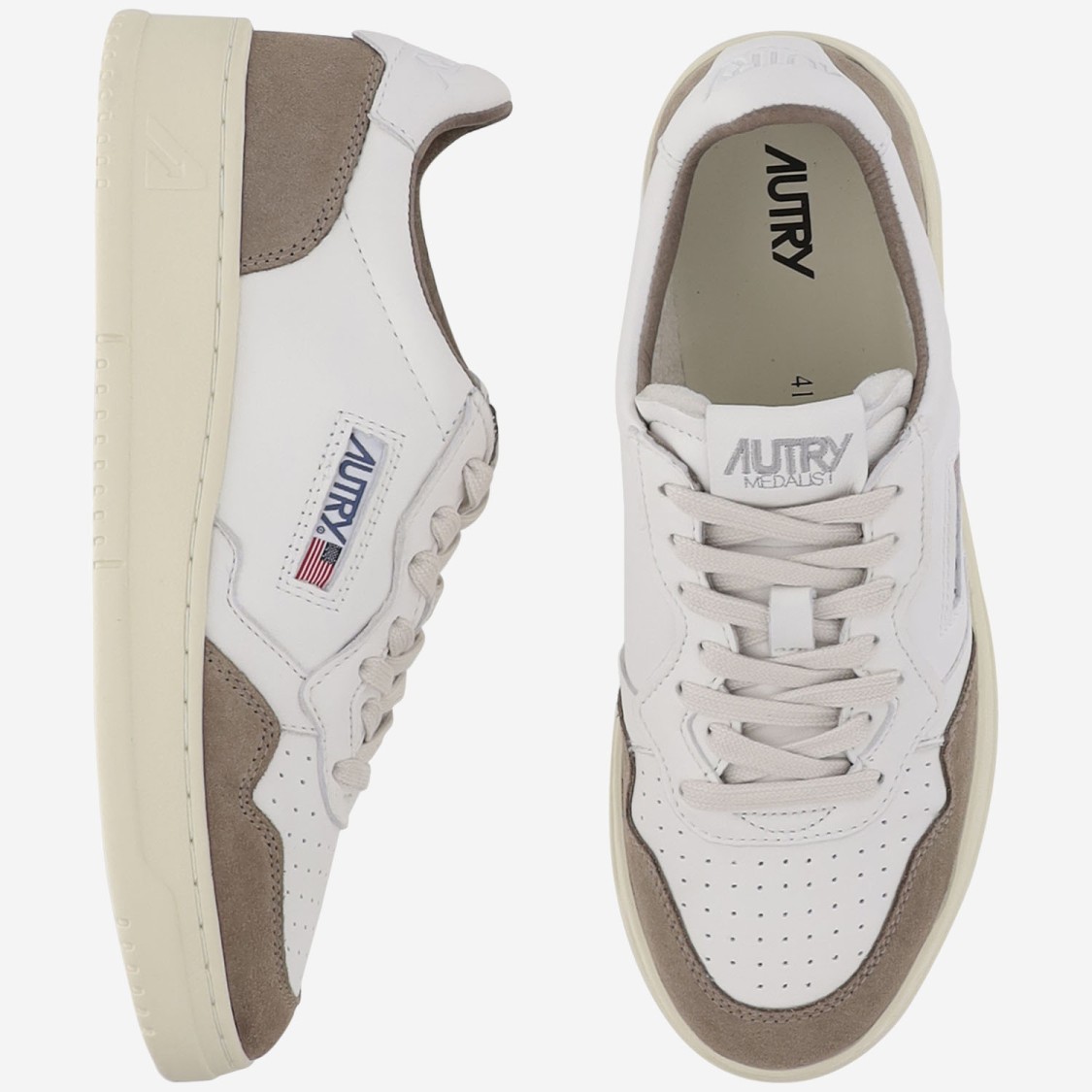 Autry Low Sneaker With Contrast Panels And Perforated Detailing In White