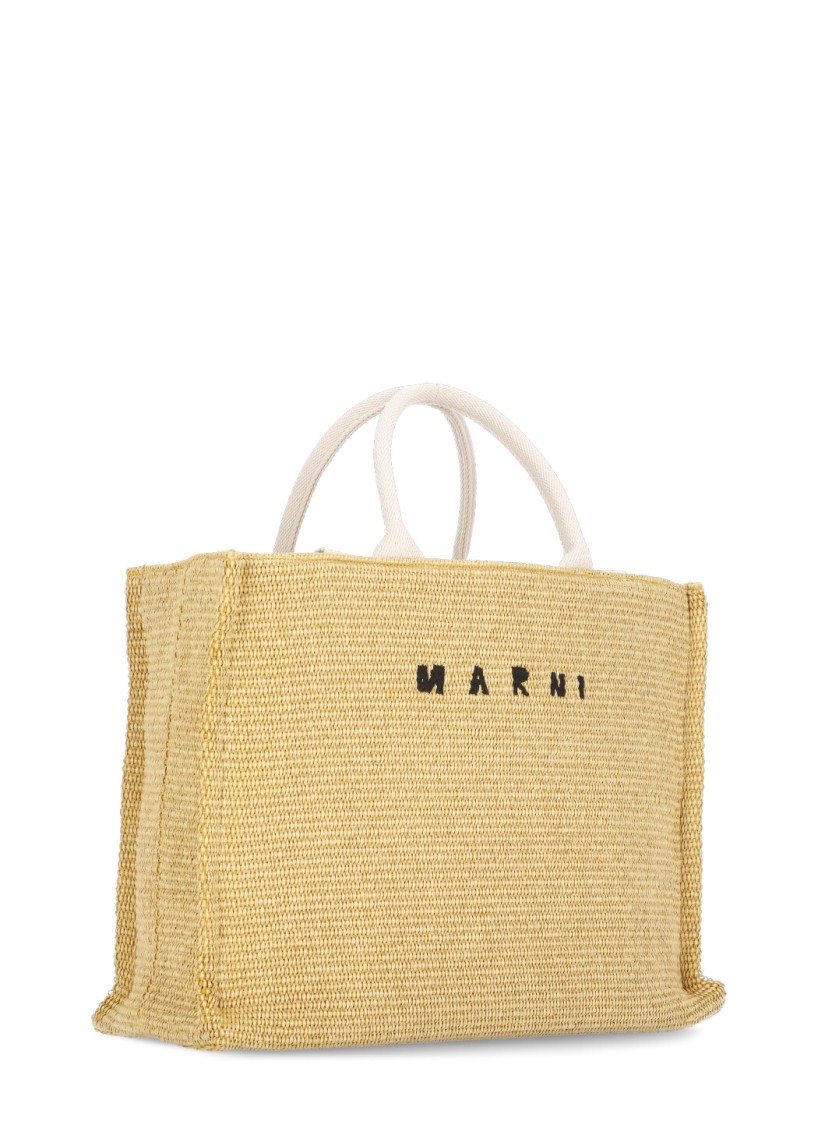 Shop Marni Beige Tote Bag With Logo In Brown
