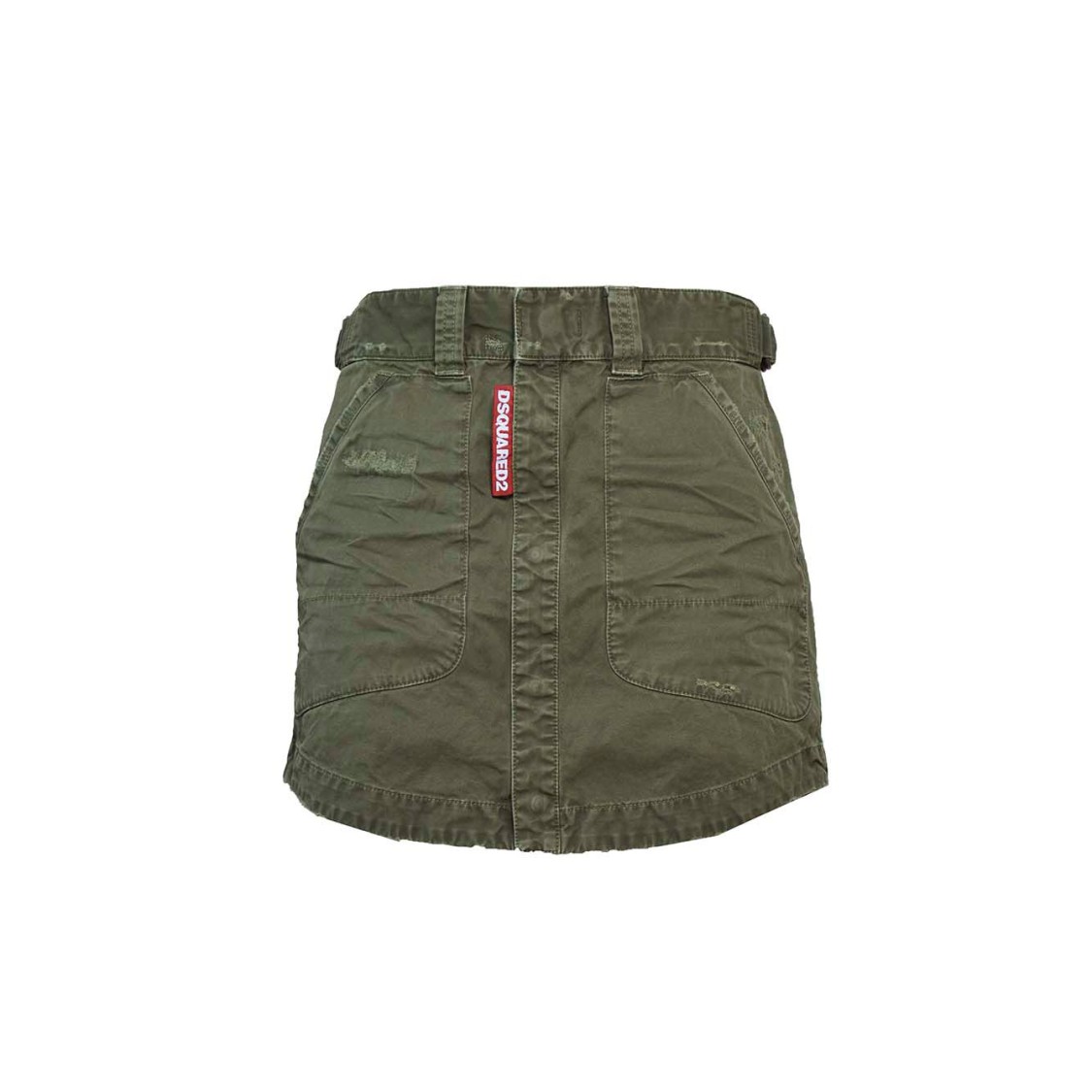 Dsquared2 Green Cotton Military Miniskirt In Grey