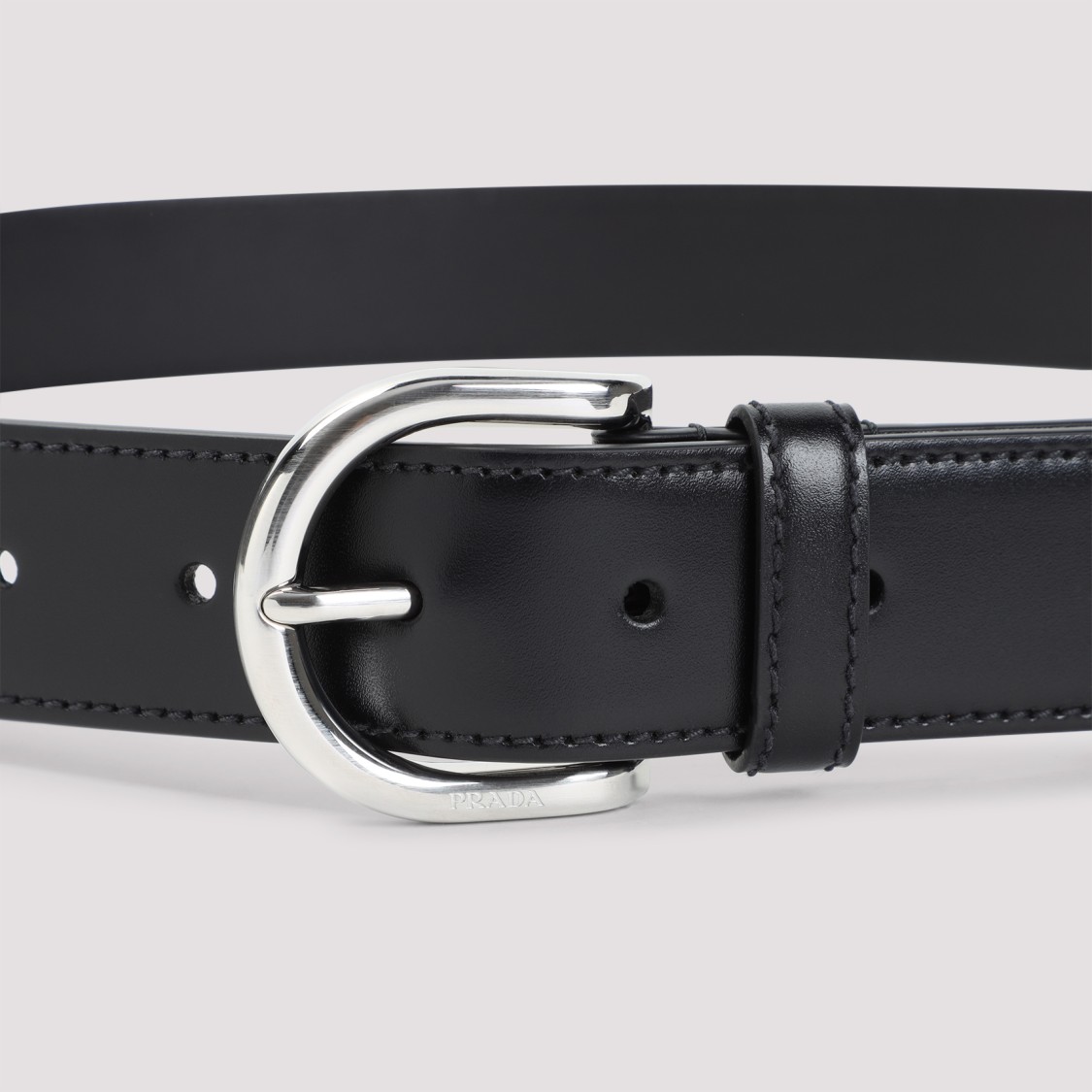 Prada Calf Leather Belt With Polished Metal Buckle
