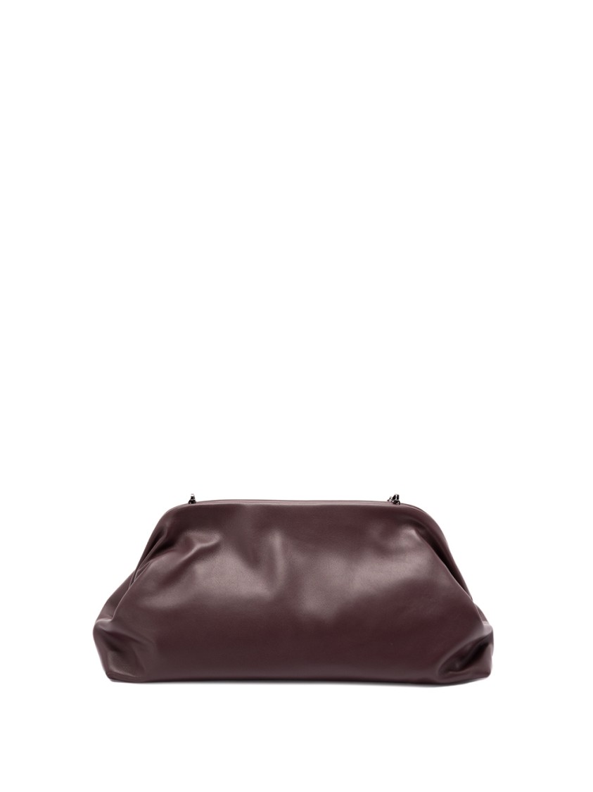 Alberta Ferretti Structured Leather Handbag With Sturdy Handle In Brown