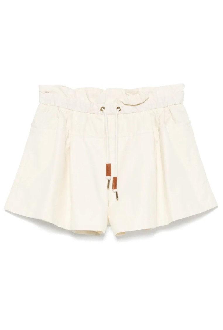 Moncler Relaxed Fit Bermuda Shorts With Elastic Waistband In Neutral