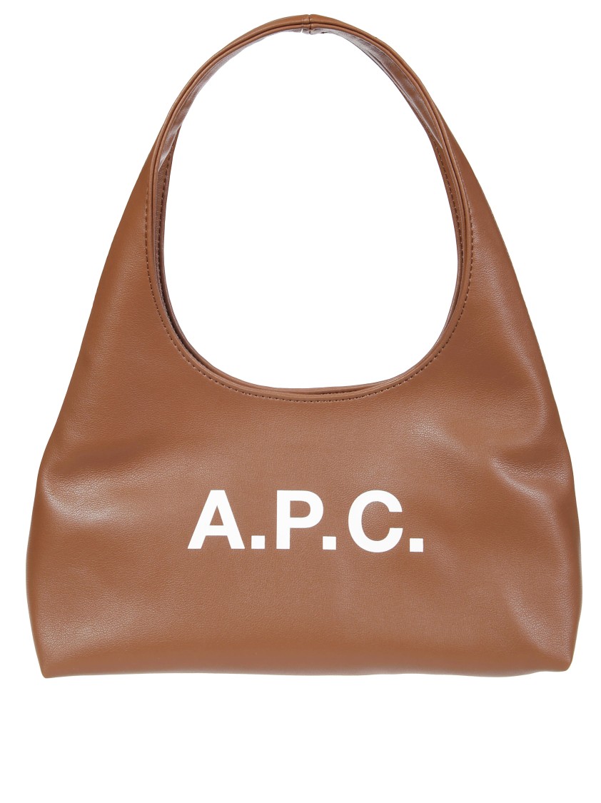 Apc A.p.c. Structured Shoulder Bag With Bold Lettering In Brown